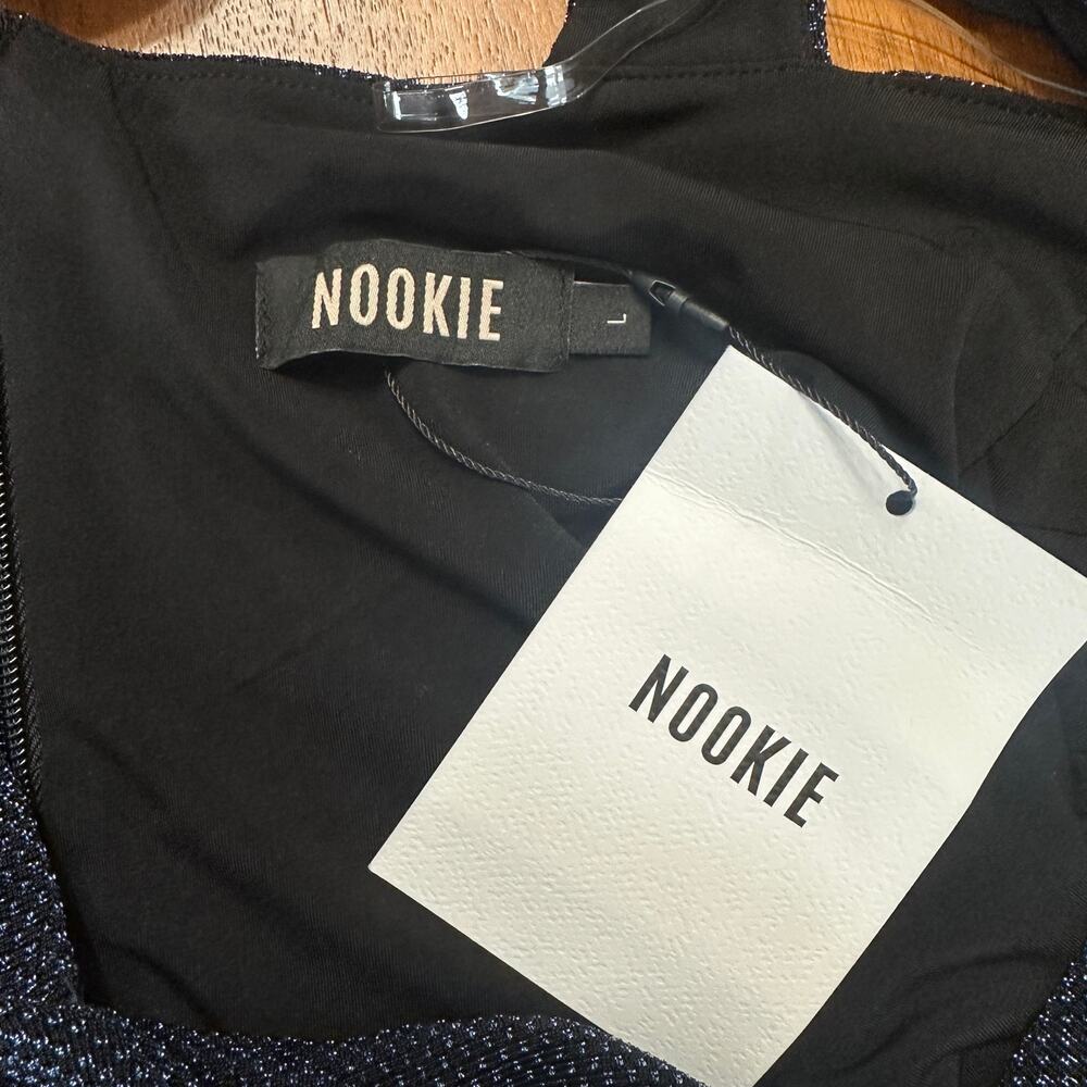 Nookie Navy Metallic Nova Gown, Revolve, New Year's, Holiday, Prom, Large NWT - Picture 6 of 11